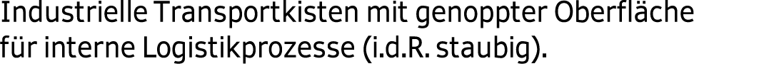  Industrielle Transportkisten mit genoppter Oberfl che f r interne Logistikprozesse (i.d.R. staubig). 